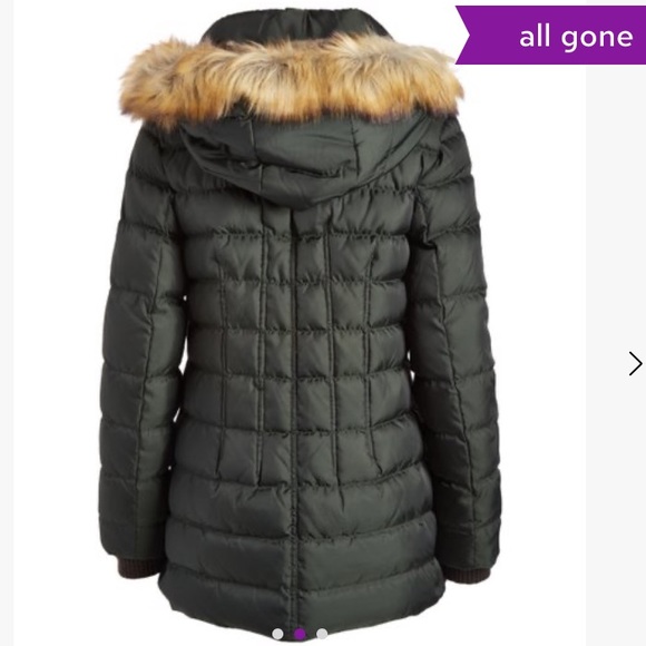 Hunter and contrast faux fur hooded down coat - Picture 3 of 3